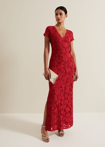 Phase Eight Janice Red Tapework Dress Red USA | 9308752-PF